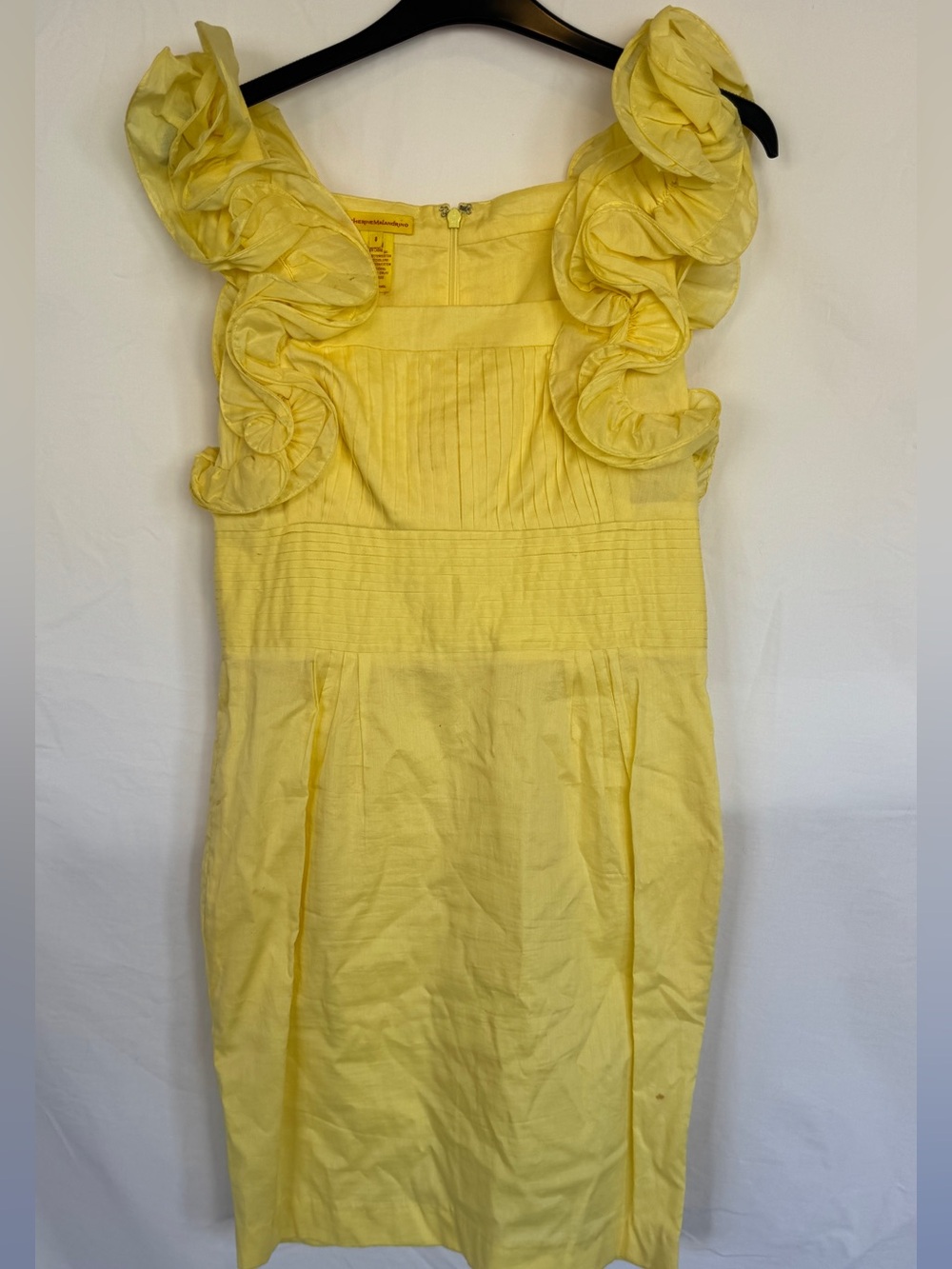 Catherine Malandrino Yellow Ruffle Shoulder Dress